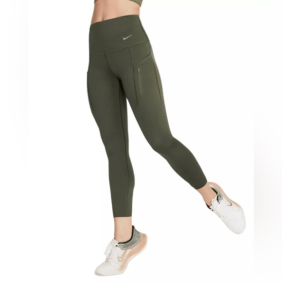 NIKE | GO Women's Firm-Support High-Waisted 7/8 Leggings with Pockets XS KHAKI - Picture 1 of 16